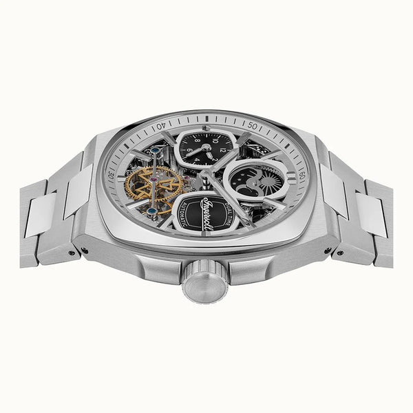 Ingersoll The Spirit Black Skeleton Automatic Dial Stainless Steel Men's Watch | I15802