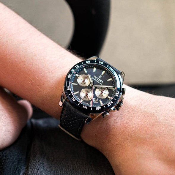 Festina Timeless Chronograph Blue Dial Blue Leather Men's Watch | F20561/2