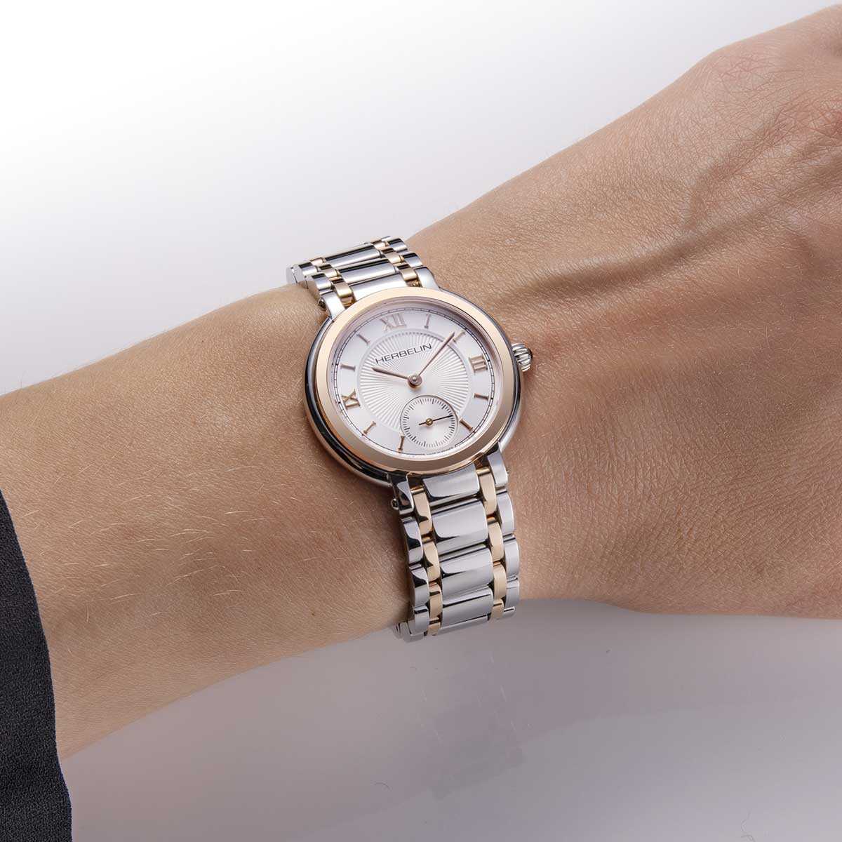 Herbelin Galet Silver Sunray Dial Gold Indices Stainless Steel Women’s Watch | 10630BT28