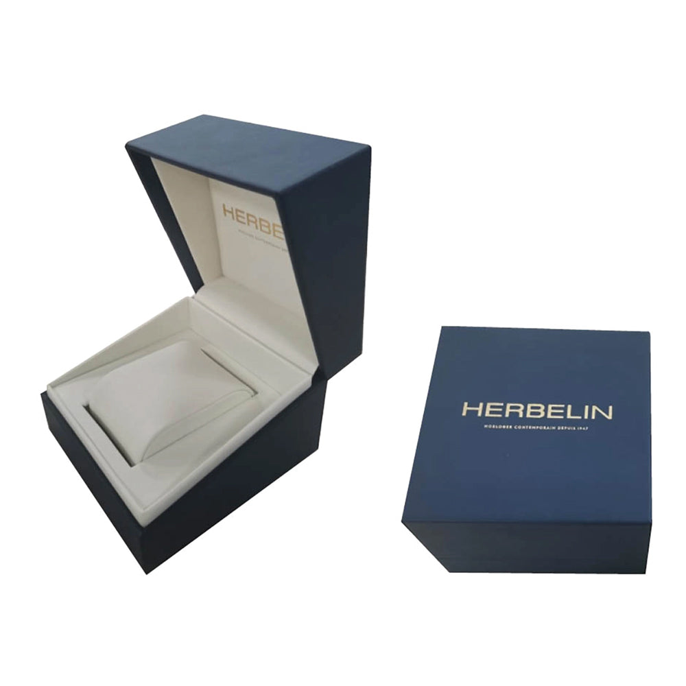 Herbelin Art Deco Antique White Dial Black Leather Strap Unisex Watch | 10638P08