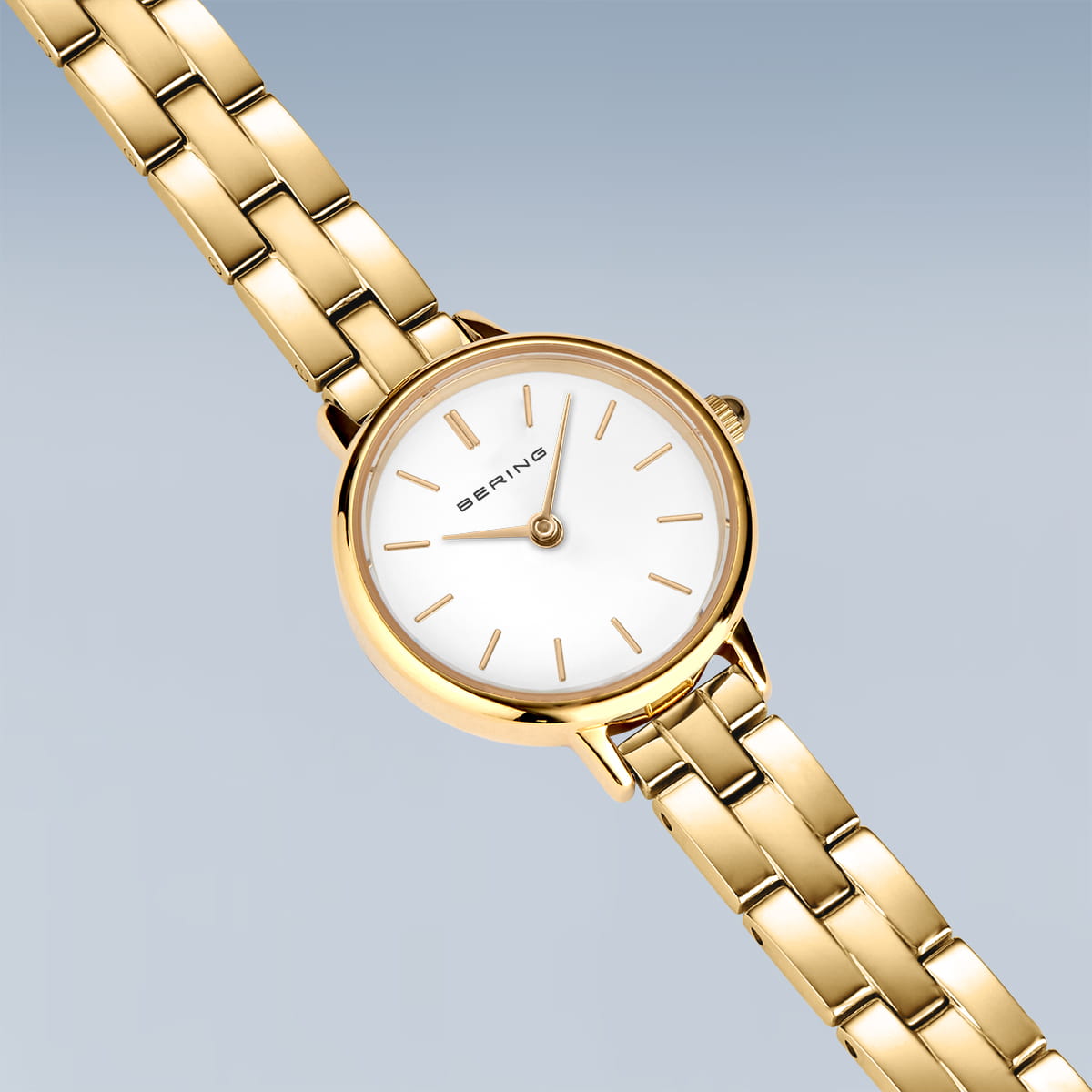 BERING Classic White Dial Gold Stainless Steel Bracelet 22mm Women's Watch | 11022-734T
