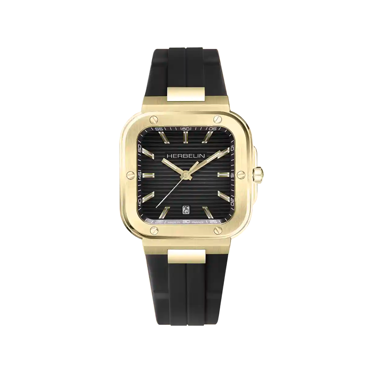 Herbelin Cap Camarat Black Textured Dial Gold Indices Men’s Watch | 12246P1N14CA