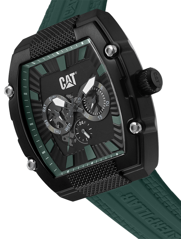 CAT Barrell Black Chrono Cushion Dial Green Batons Green Strap Men's Watch | 13.169.23.123