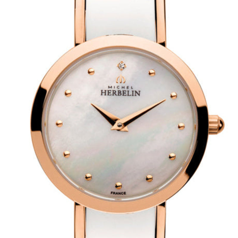 HERBELIN M-Band Two-Tone Stainless Steel Mother of Pearl Dial Women Watch | 17056/BTR19