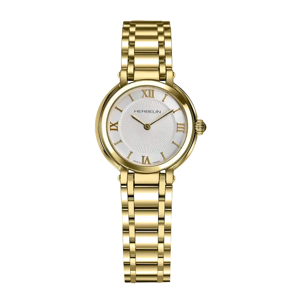 Herbelin Galet Silver Sunray Dial Gold PVD Stainless Steel Women’s Watch | 17430BP28