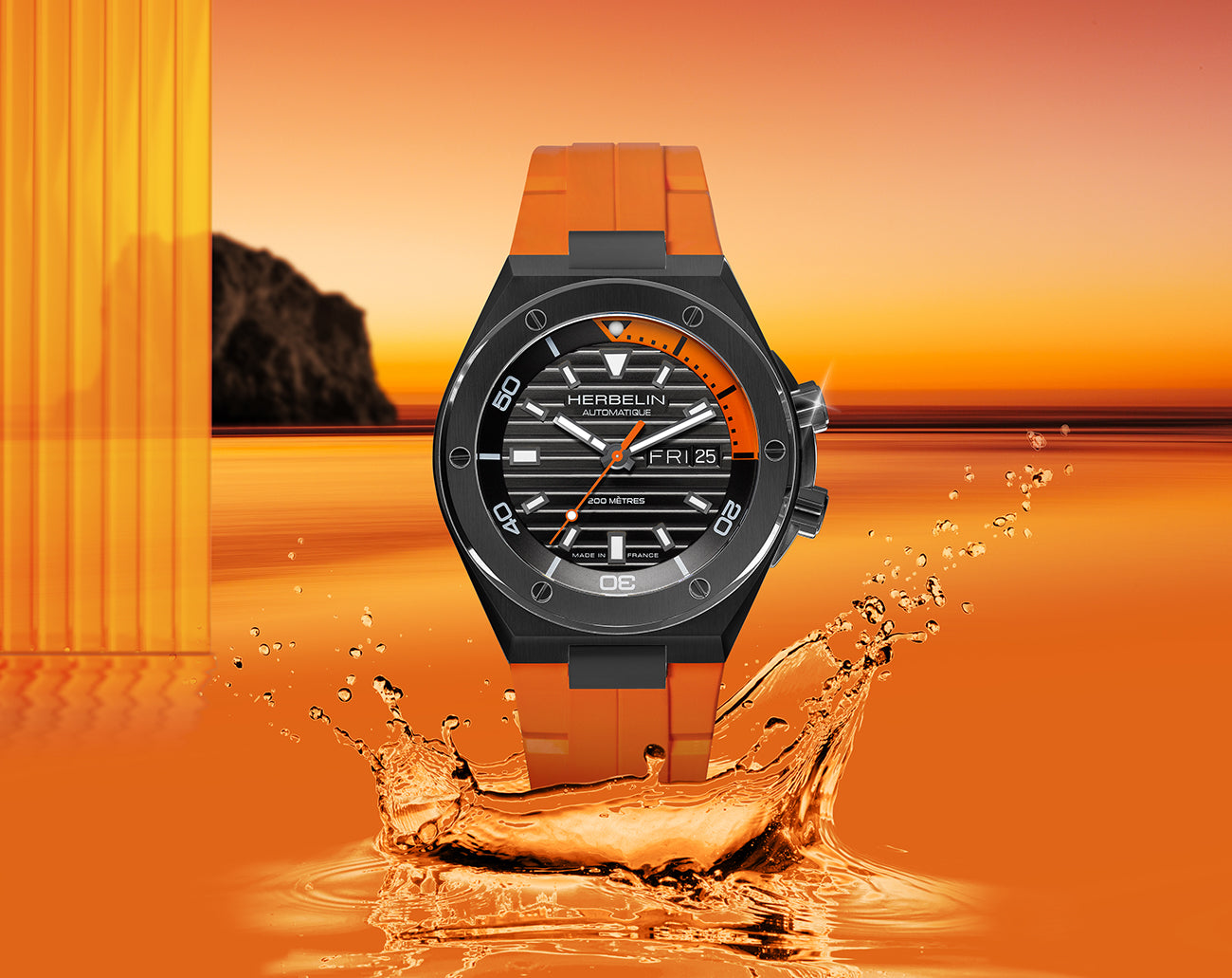 Herbelin Cap Camarat Diver Automatique Black Dial Men's Watch | 1745N14CMD