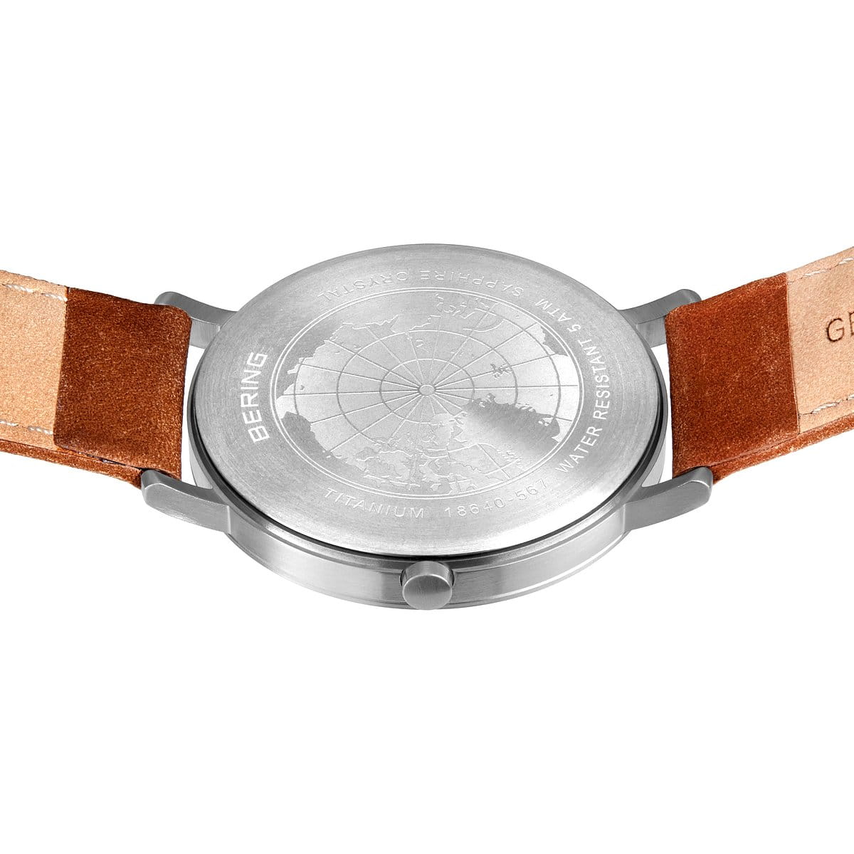 BERING Titanium Blue Dial and Brown Leather Strap 40mm Men's Watch | 18640-567