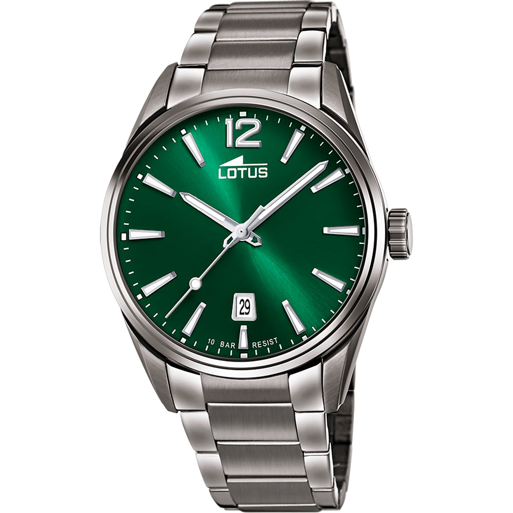 Lotus Minimalist GTS 42mm Green Dial Grey Stainless Steel Men's Watch | 18684/4