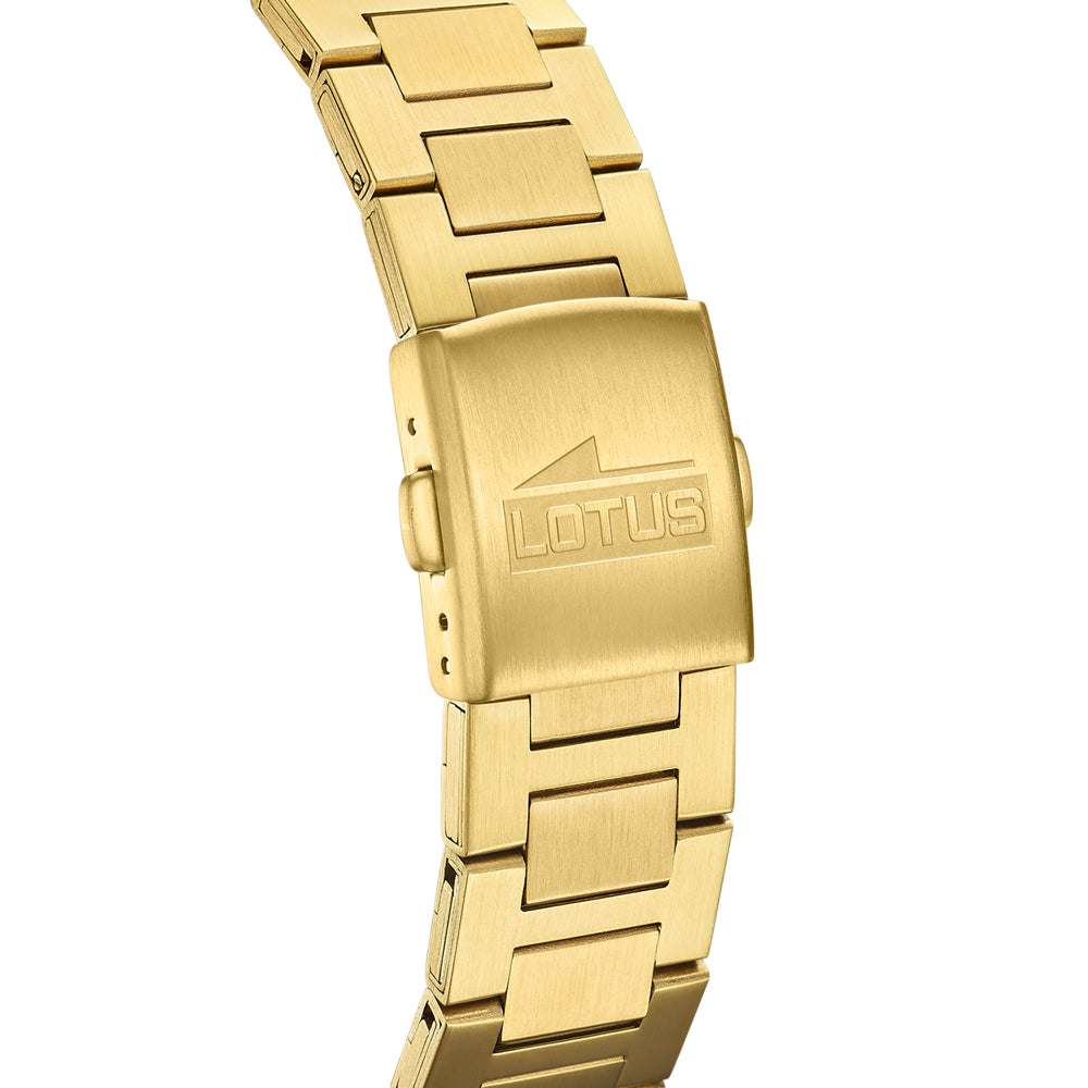Lotus Freedom Black Dial Calendar Stainless Steel Gold Men’s Watch | 18837/3