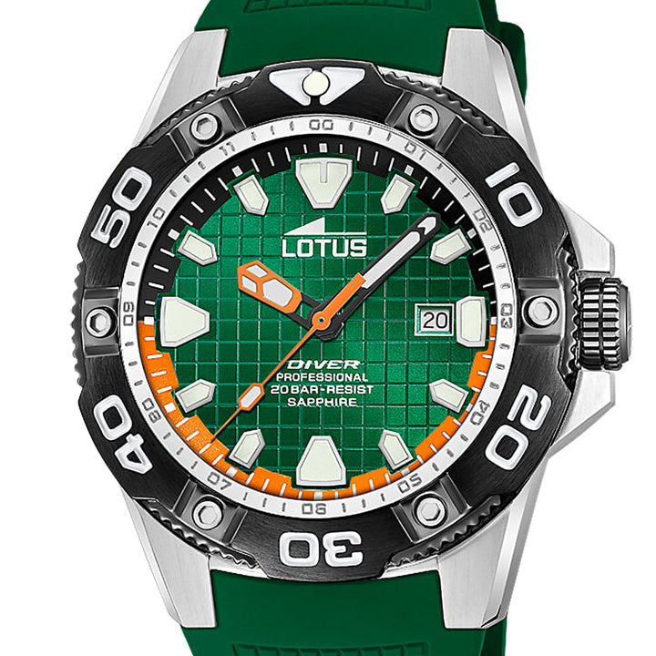 Lotus Diver Green Dial Calendar Stainless Steel Men’s Watch | 18927/3