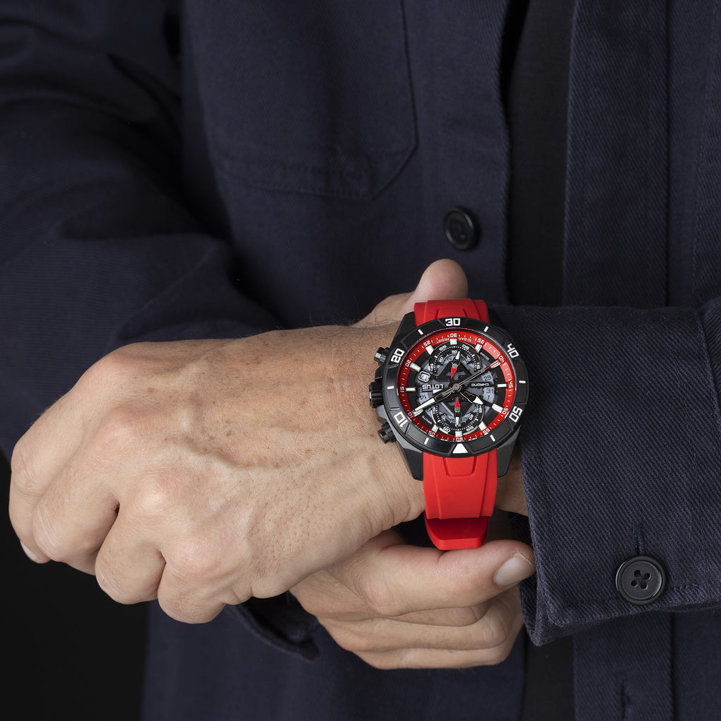 Lotus Vortex Black Dial Calendar Leather Men’s Watch | 18945/5