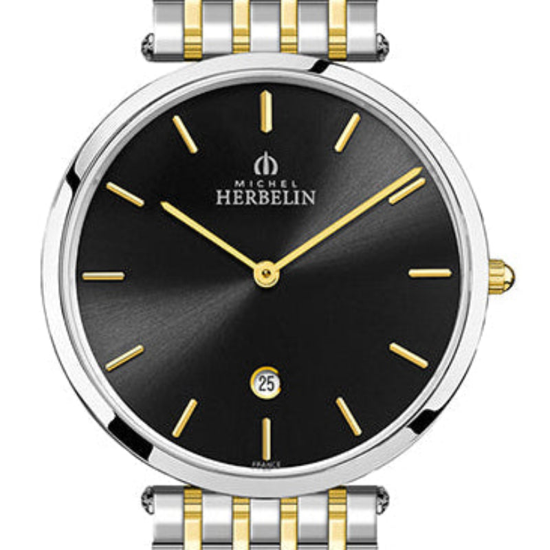 Herbelin Epsilon Black Sunray Dial Yellow Gold PVD Men’s Watch | 19416/BT14N
