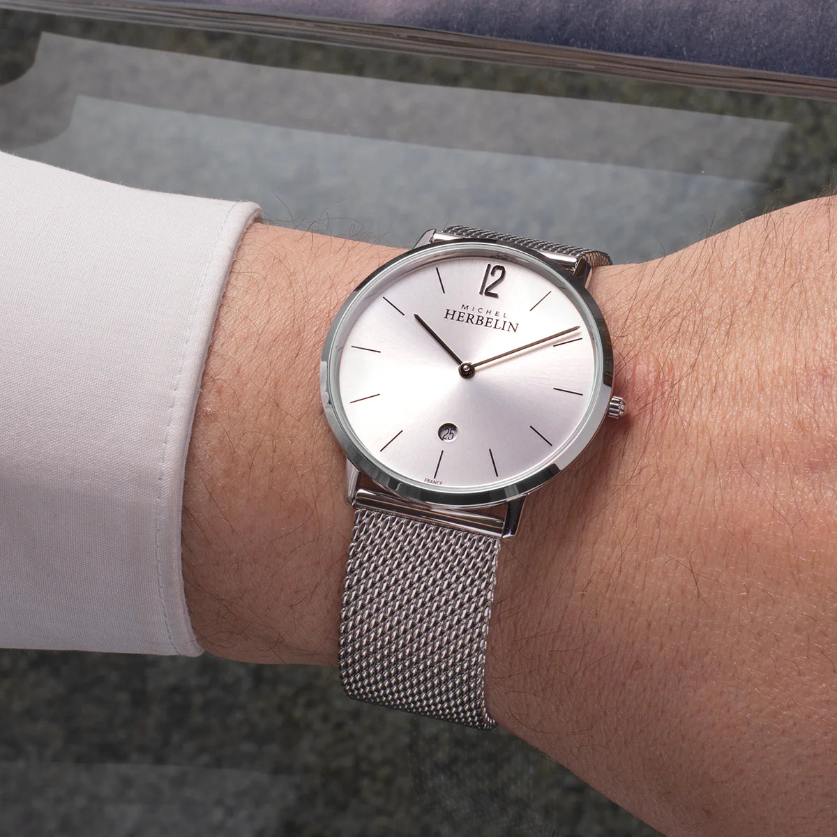 HERBELIN City White Dial Stainless Steel Mesh Unisex Watch | 19515/11B