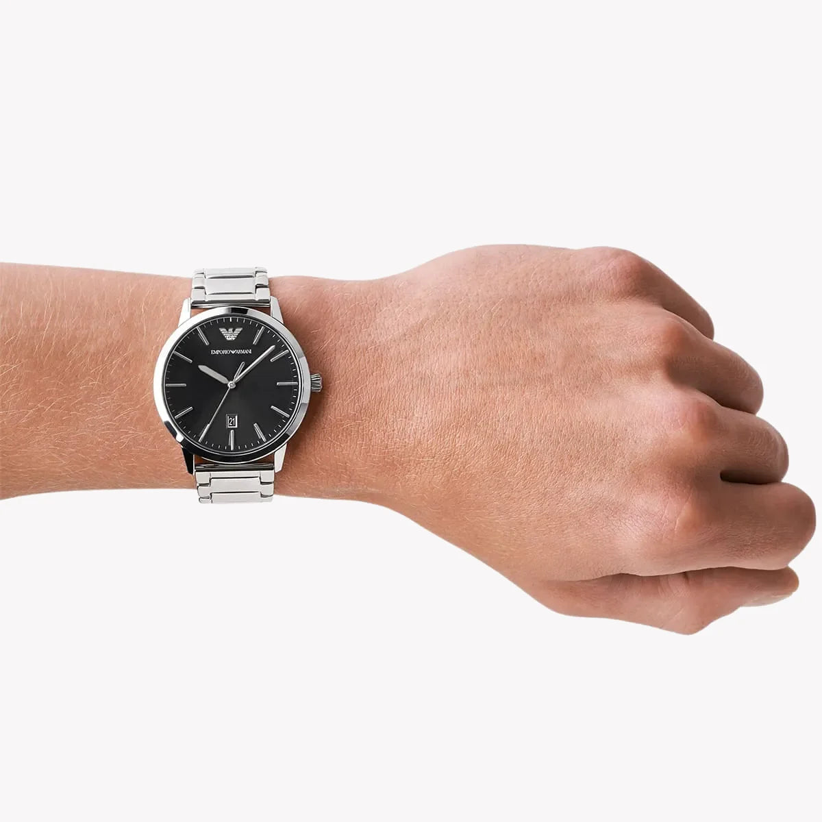 Emporio Armani Silver Black Dial Men's Watch | AR11310