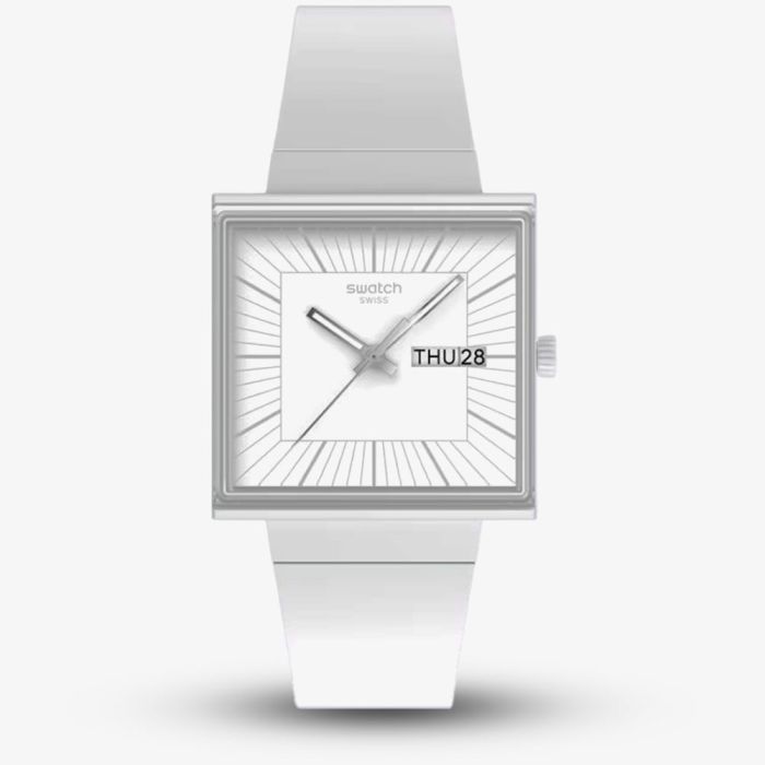 Swatch Bioceramic What If All White Unisex Watch | SO34W700