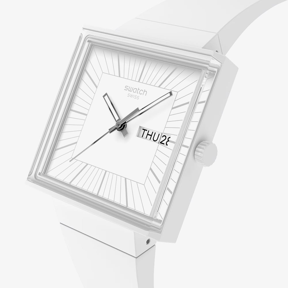 Swatch Bioceramic What If All White Unisex Watch | SO34W700