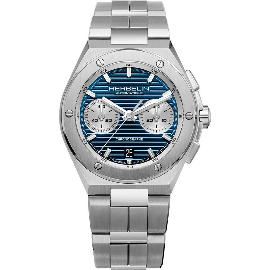 Herbelin Cap Camarat Chronograph Automatic Blue Dial Stainless Steel Men Watch | 245B25