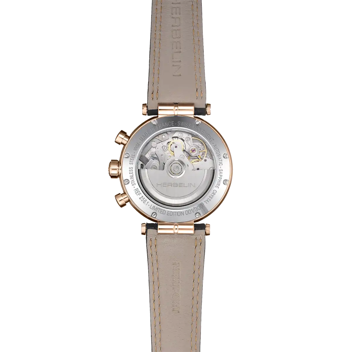 HERBELIN Newport Automatic Chrono Black Rose Gold PVD Men's Watch | 256TRCN14