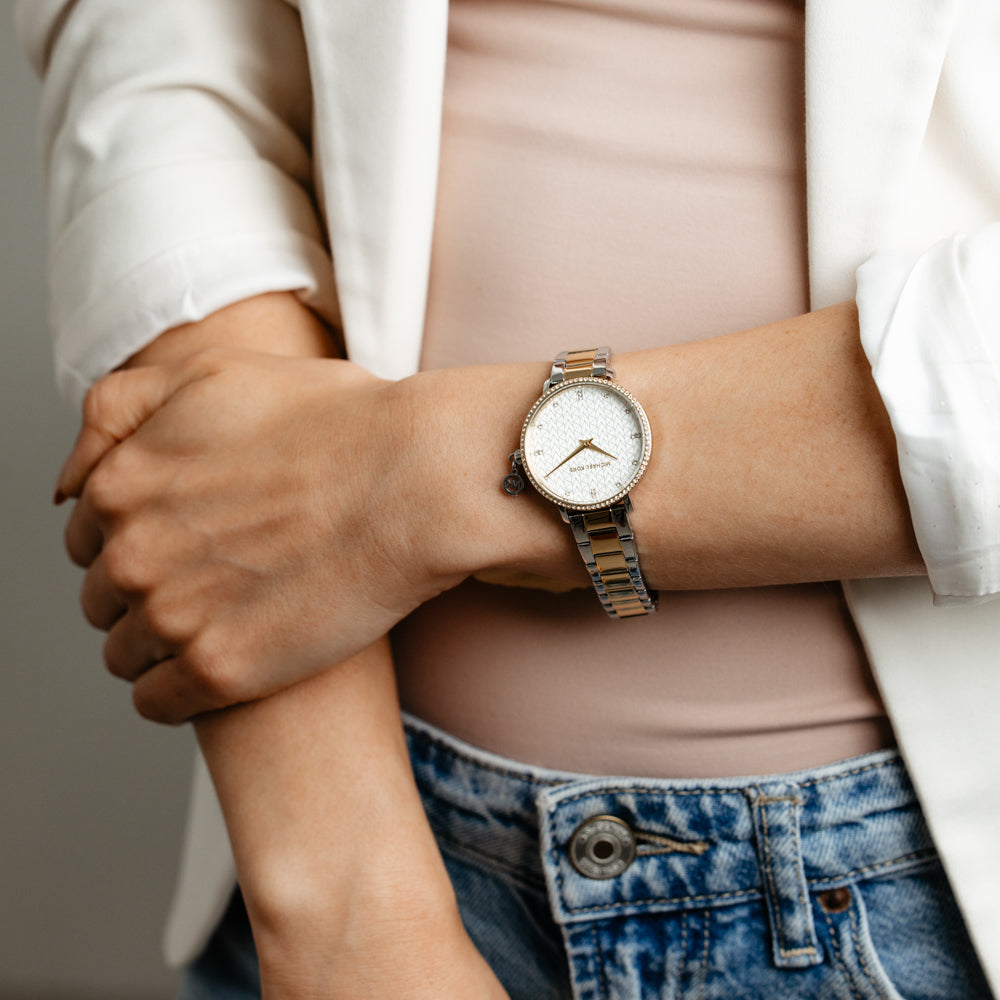 Michael Kors Pyper Silver Dial and Two-Tone Steel Bracelet 32mm Women's Watch | MK7574