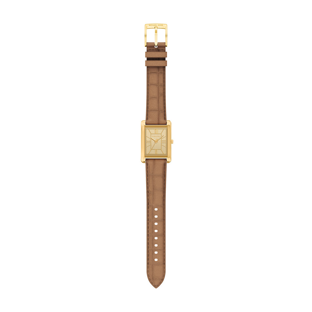 Michael Kors Essex Gold Dial and Brown Leather Strap 26mm Women's Watch | MK7584