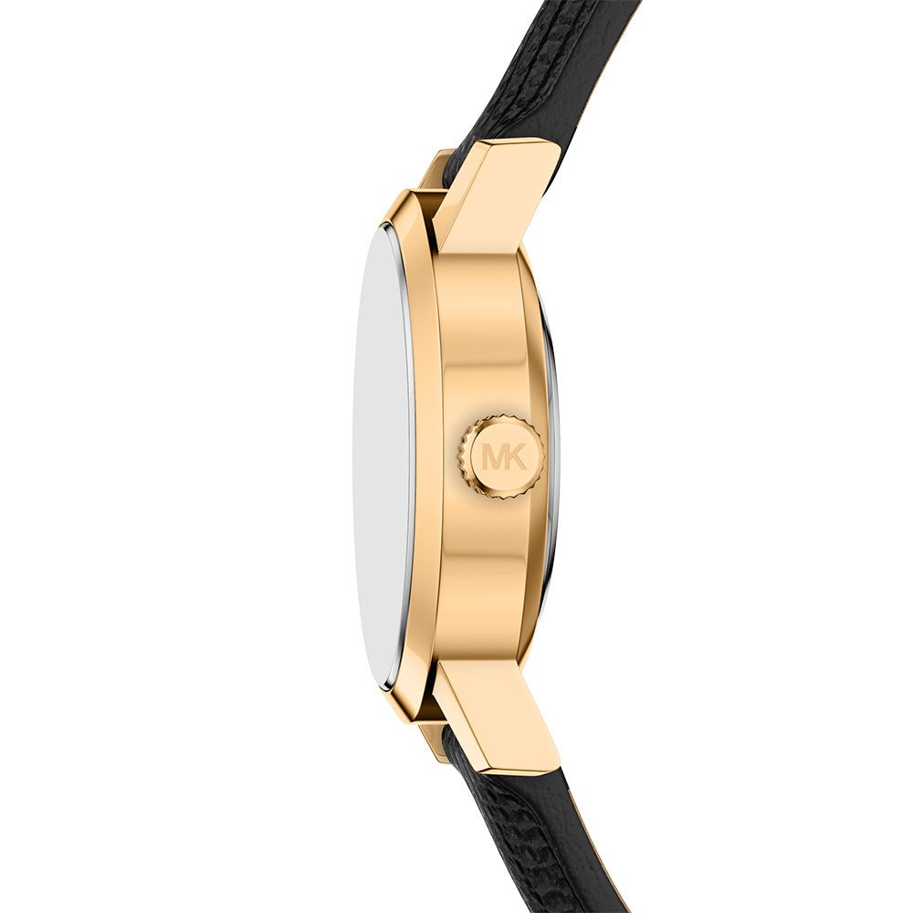 Michael Kors Maude Black Dial and Black Leather Strap 21mm Women's Watch | MK7585