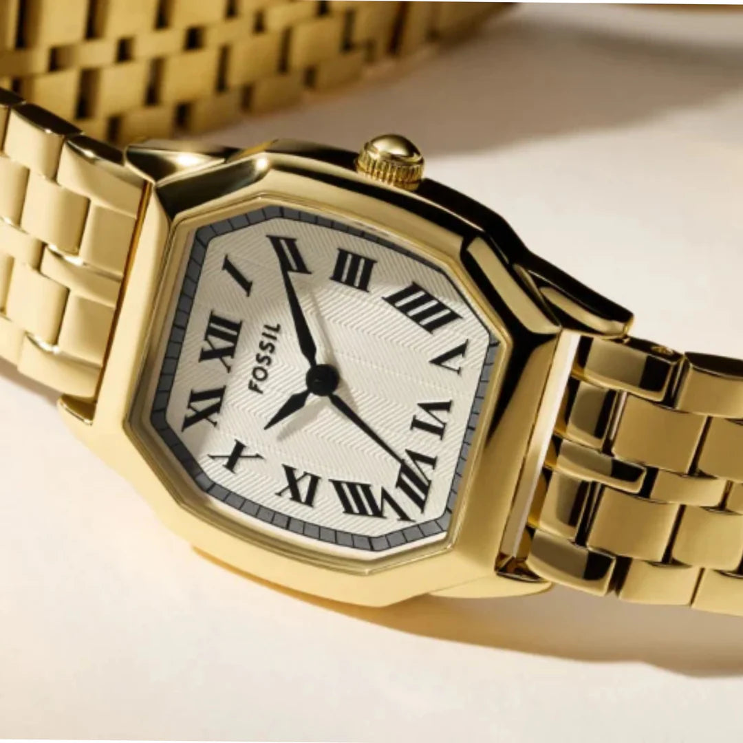 Fossil Harlow Three-Hand, Gold-Tone Stainless Steel Women's Watch | ES5361