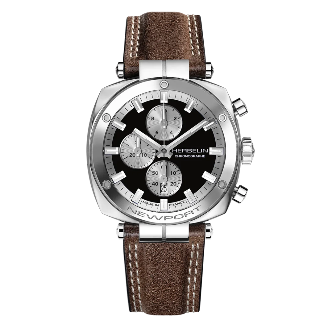 Herbelin Newport Héritage Chronograph Black Dial Men's Watch | 35664AP24BR