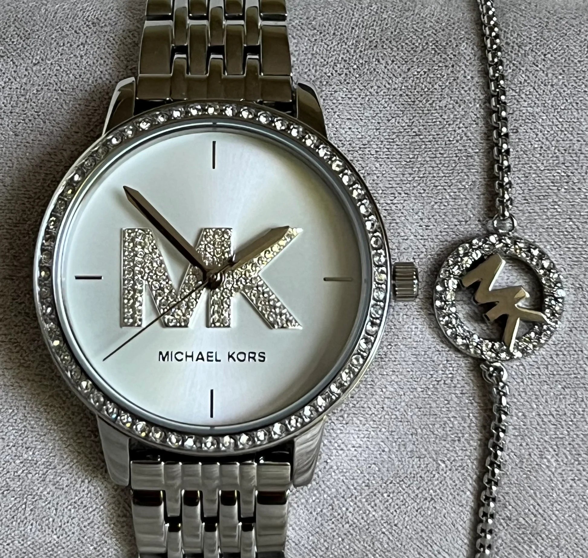 Michael Kors Three-Hand Stainless Steel Woman's Watch and Bracelet Set | MK1055SET