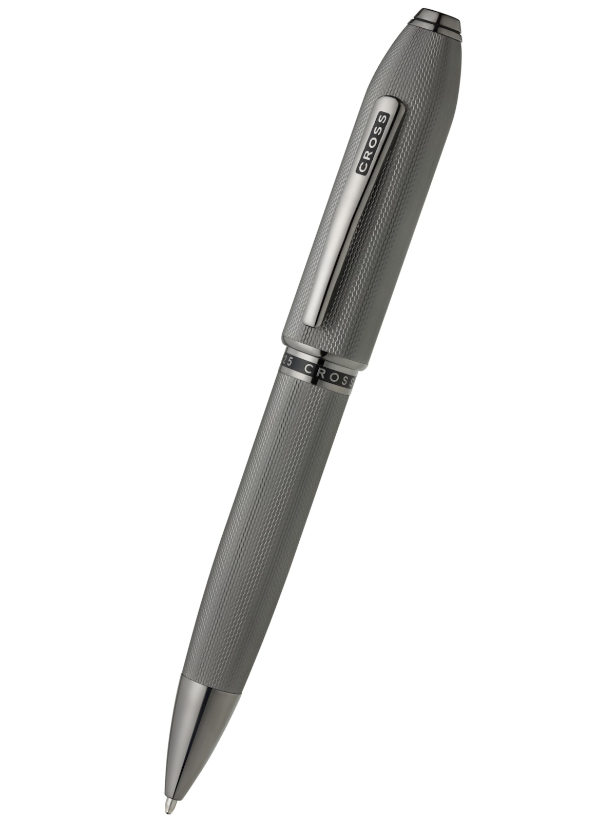 CROSS Peerless Polished Slate Gray Engraved Diamond Pattern with Slate Gray PVD Appointments and Swarovski Crystal Ballpoint Pen | AT0702-20