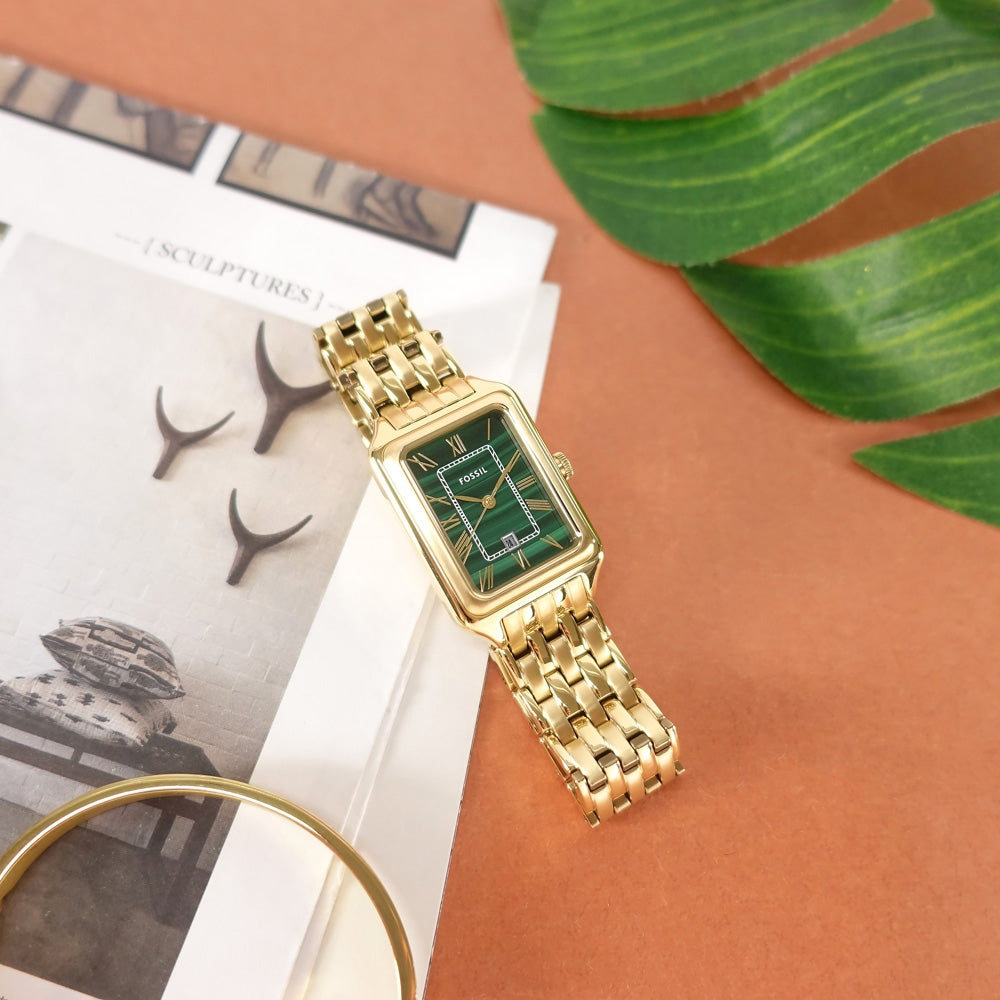 Fossil Raquel Green Dial Gold Analog Women's Watch | ES5341