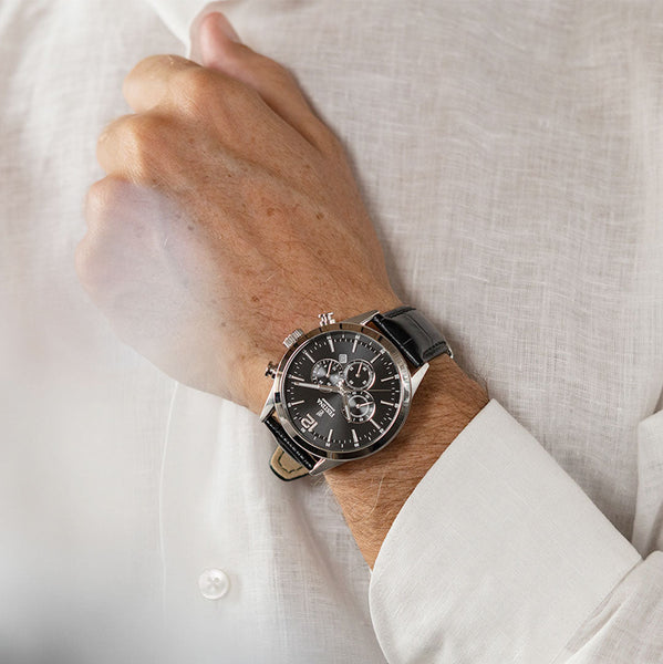 Festina Timeless Chronograph Black Dial Black Leather Men's Watch | F20542/5