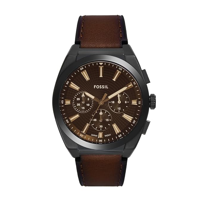 Fossil Everett Brown Quartz Leather Dark Brown Dial Analog Men's Watch | FS6108