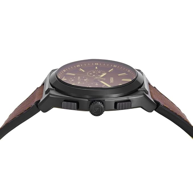 Fossil Everett Brown Quartz Leather Dark Brown Dial Analog Men's Watch | FS6108