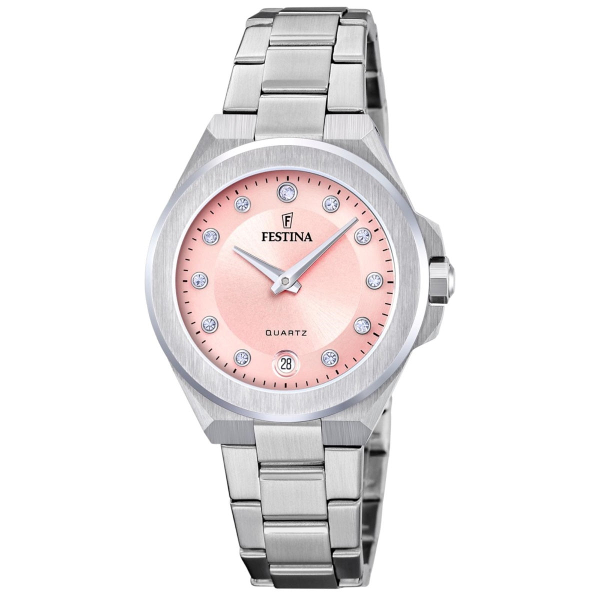 Festina Mademoiselle Quartz Pink Dial Embellished Indicies Stainless Steel Women's Watch | F20700/2