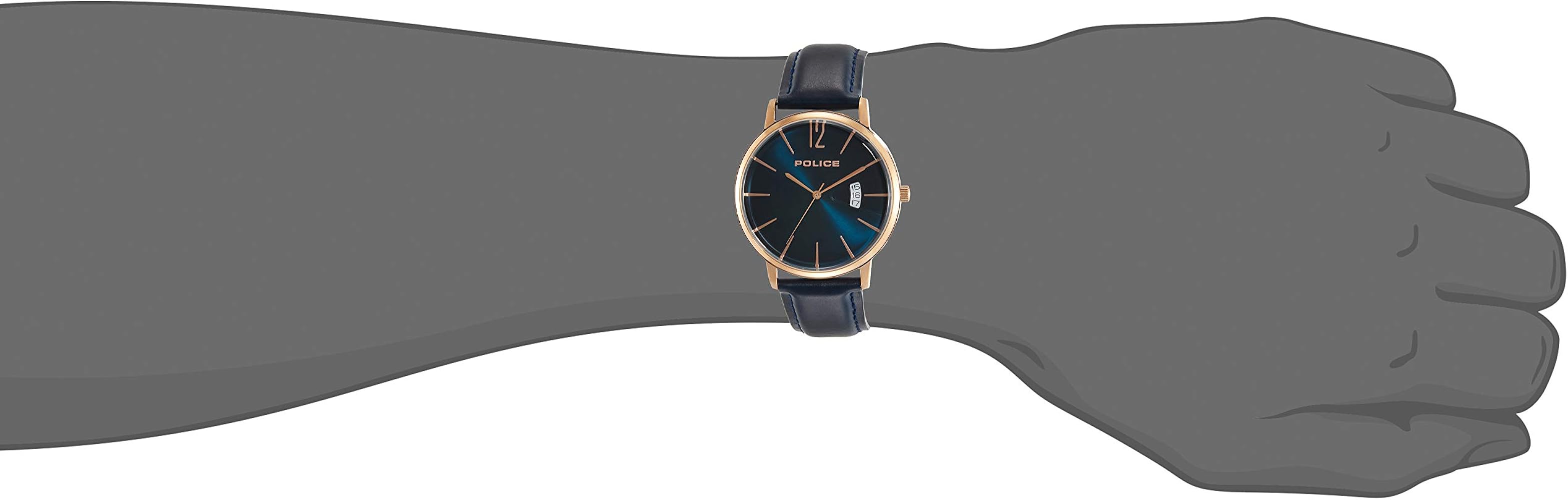 Police Virtue 3 Hands-Date Leather Strap Men's Watch | PL15307JSR03