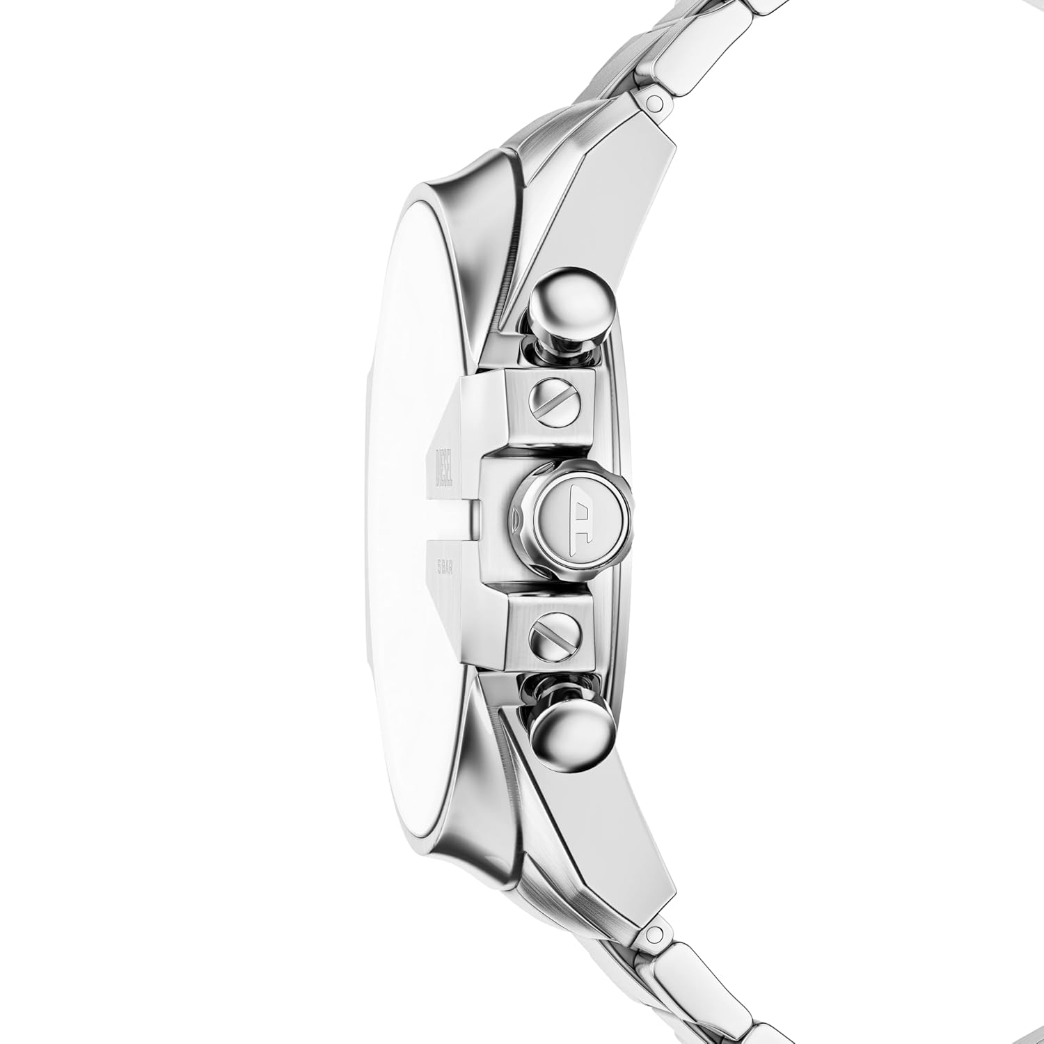 Diesel Mega Chief Gold Sunray Dial and Silver Steel Bracelet 48mm Men's Watch | DZ4702