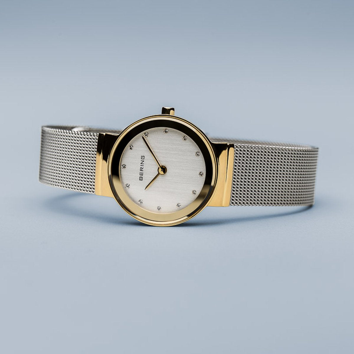 Bering Classic Polished Gold & Silver 26mm dial Silver Mesh Women's Watch | 10126-001