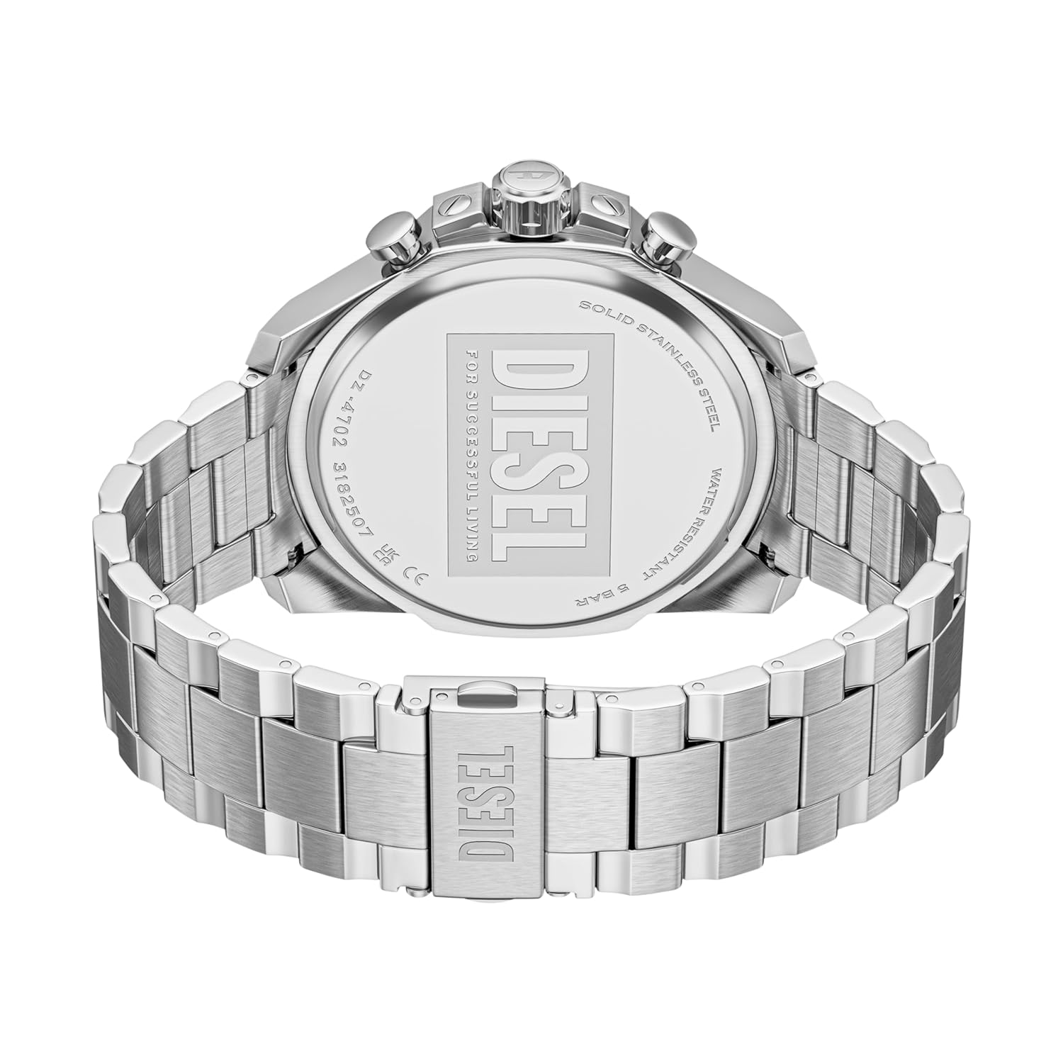 Diesel Mega Chief Gold Sunray Dial and Silver Steel Bracelet 48mm Men's Watch | DZ4702