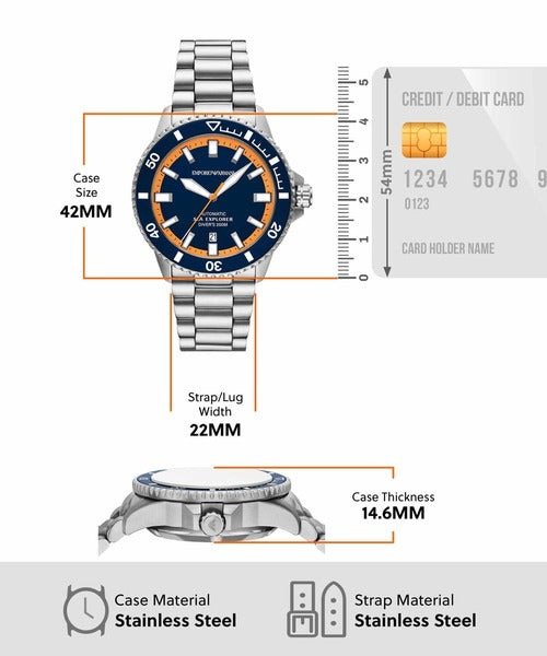 Emporio Armani Blue Sea Explorer Silver Stainless Steel Men's Watch | AR60090