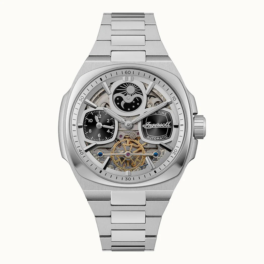 Ingersoll The Spirit Black Skeleton Automatic Dial Stainless Steel Men's Watch | I15802