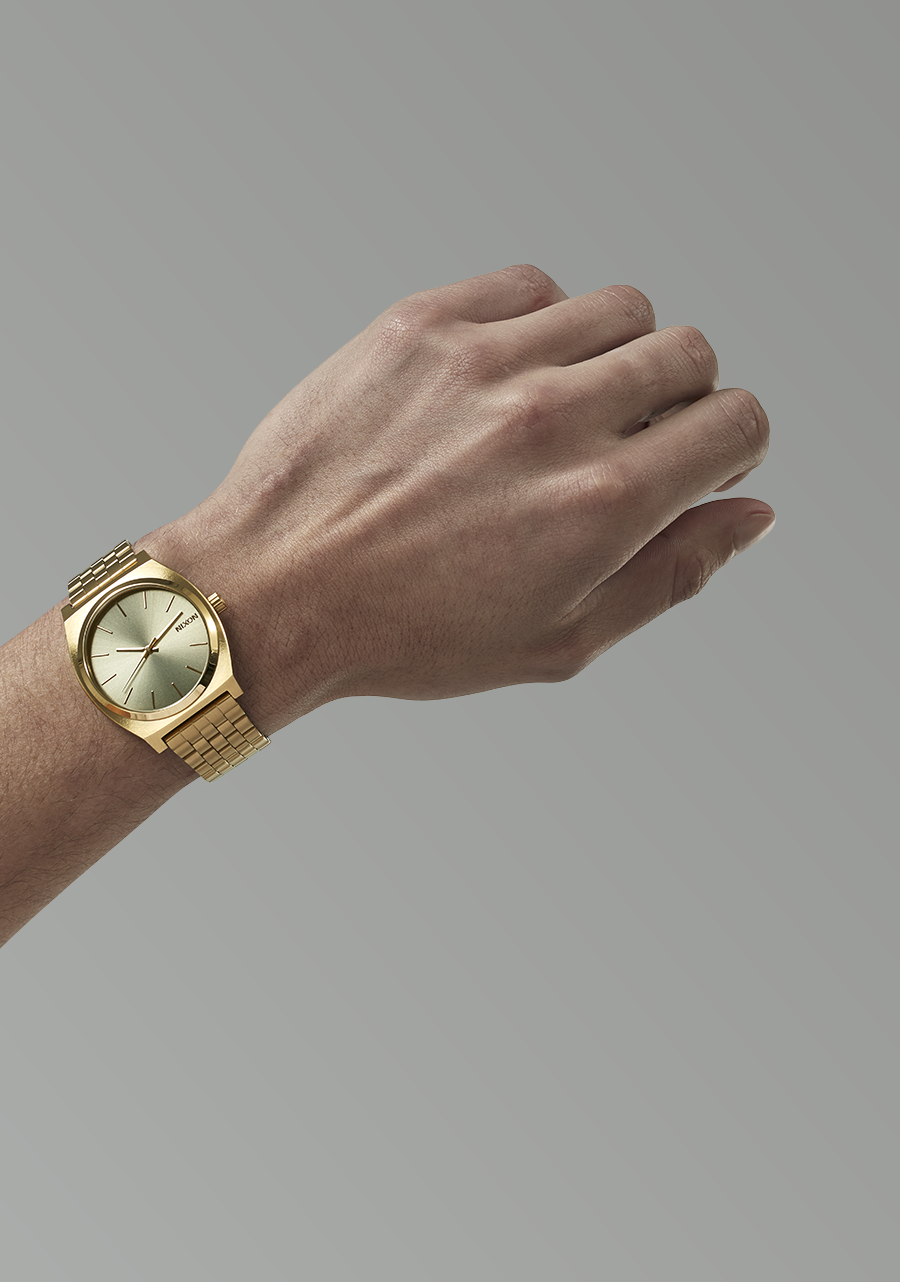 NIXON Time Teller Light Gold Dial and Vintage White Steel Bracelet 36mm Unisex Watch - view 6