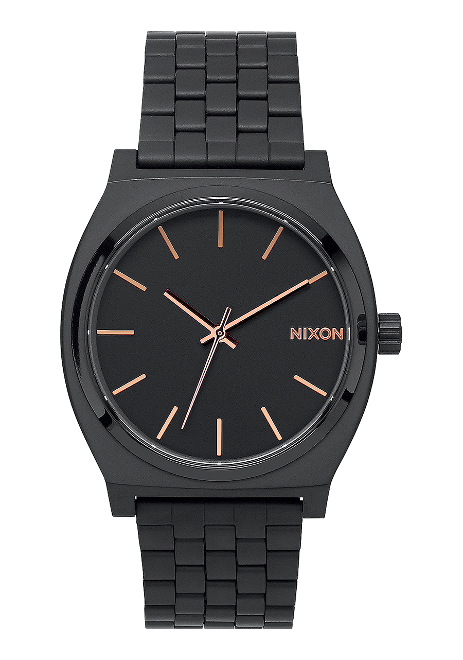 NIXON Time Teller Black Dial and Rose Gold Leather 37mm Women's Watch