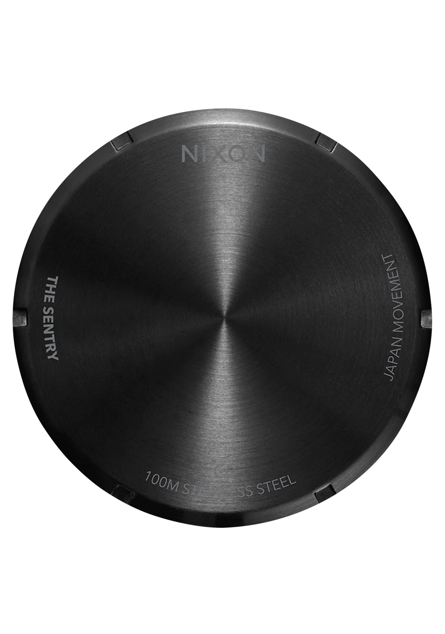 NIXON Sentry Chrono Leather - Matte Black Gold Black Unisex Watch | A13913088-00