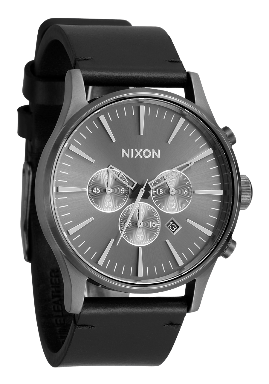 NIXON Sentry Chrono Leather - All Gunmetal Black Unisex Watch | A1391680-00