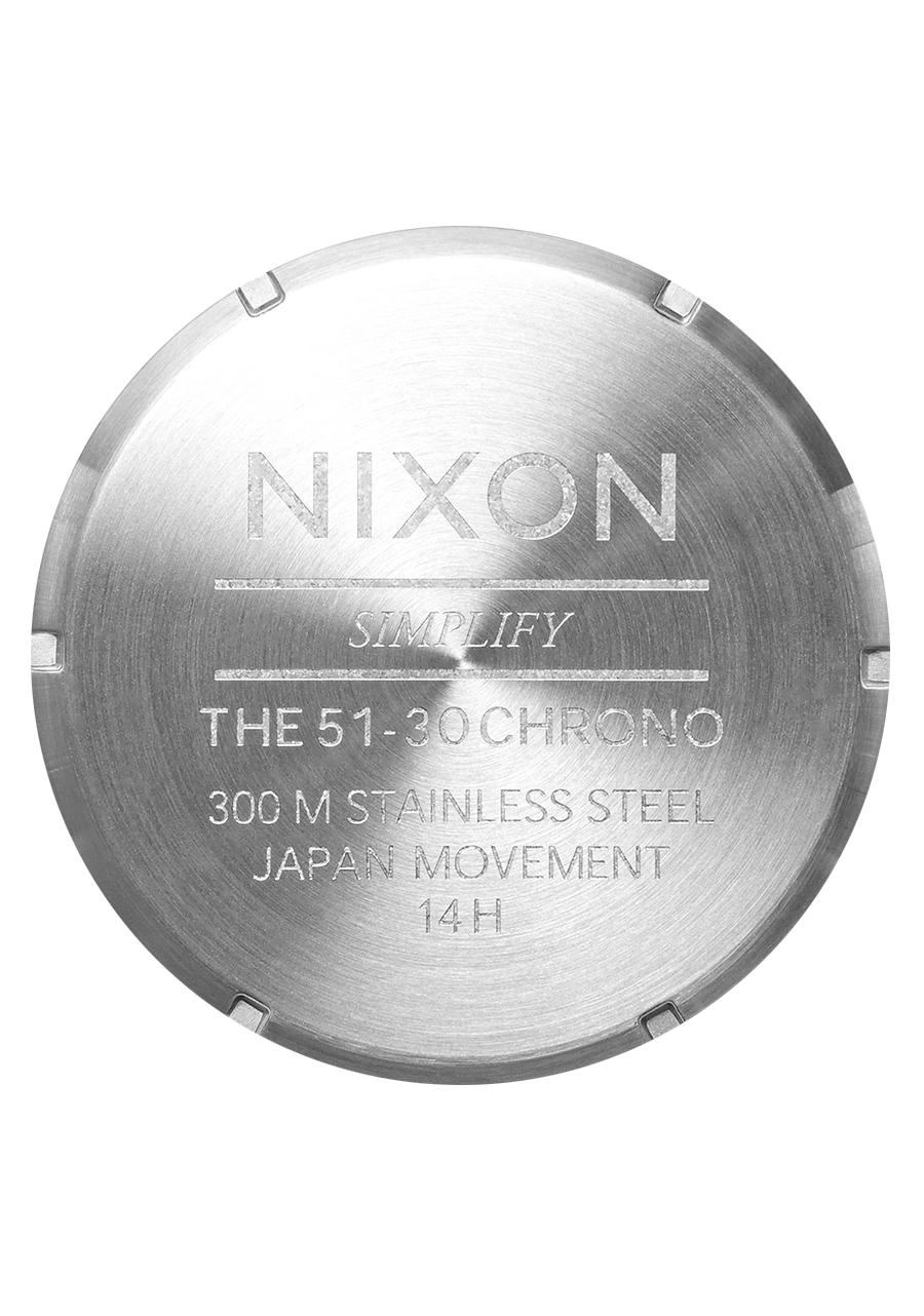 NIXON 51-30 Chrono Leather Silver / Black / Cranberry Men's Watch | A13925199-00