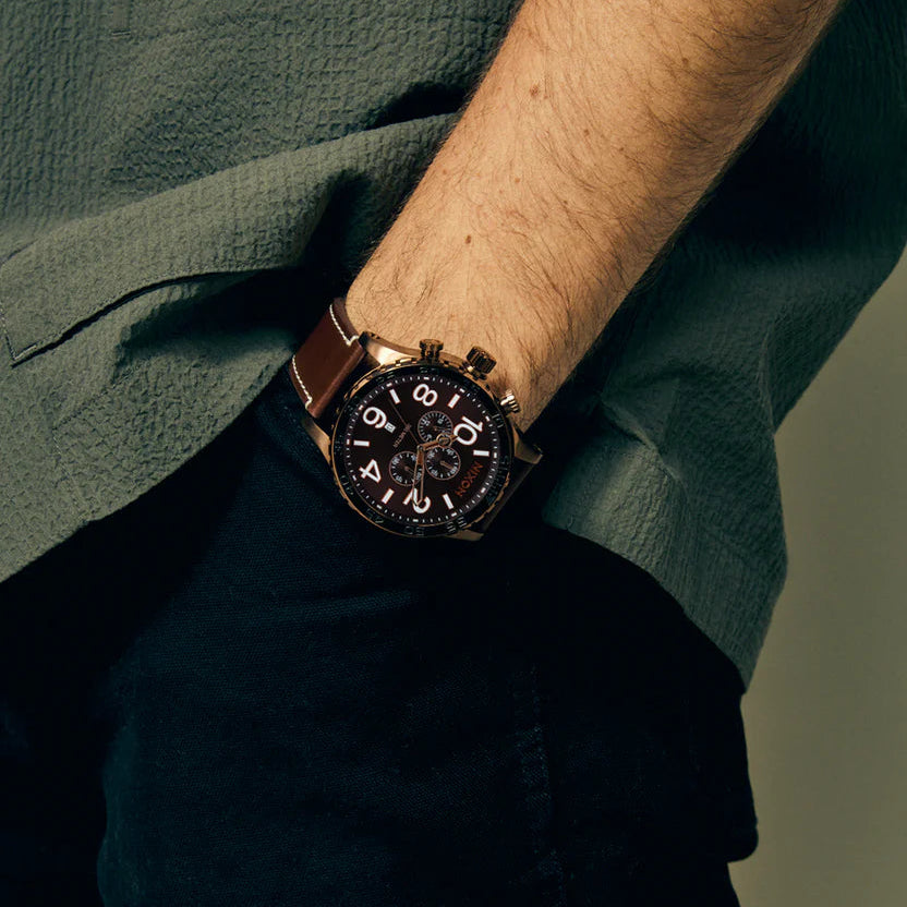NIXON 51-30 Brown Dial Chronograph Leather Men’s Watch | A13925240-00
