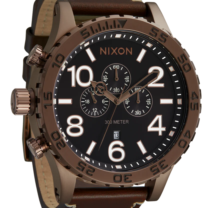 NIXON 51-30 Brown Dial Chronograph Leather Men’s Watch | A13925240-00