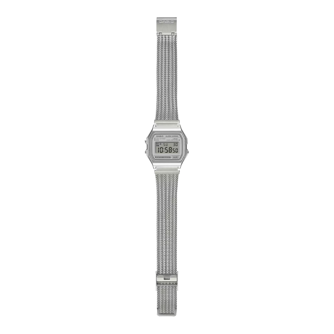 CASIO Vintage Silver Mesh Strap Digital Men's Watch | A158WEM-7DF