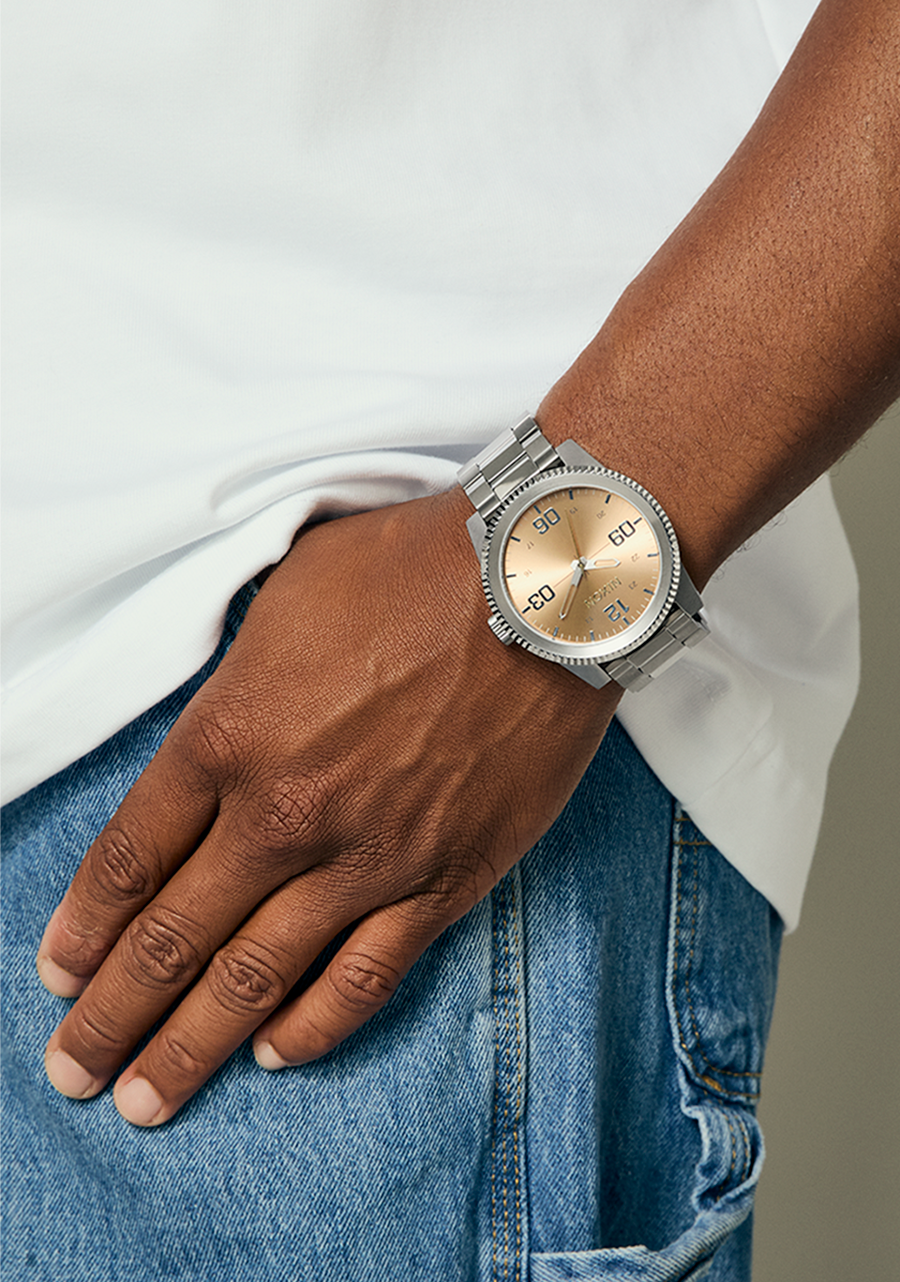 NIXON Corporal Stainless Steel - Silver / Coral Men's Watch | A3465339-00