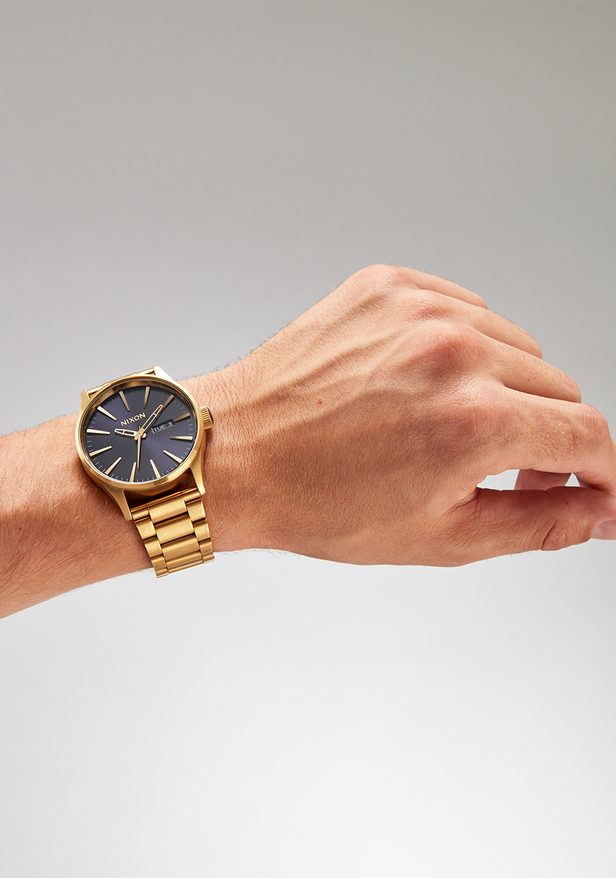 NIXON Sentry Stainless Steel Gold Dial and Indigo Steel Bracelet 36mm Unisex Watch - view 5